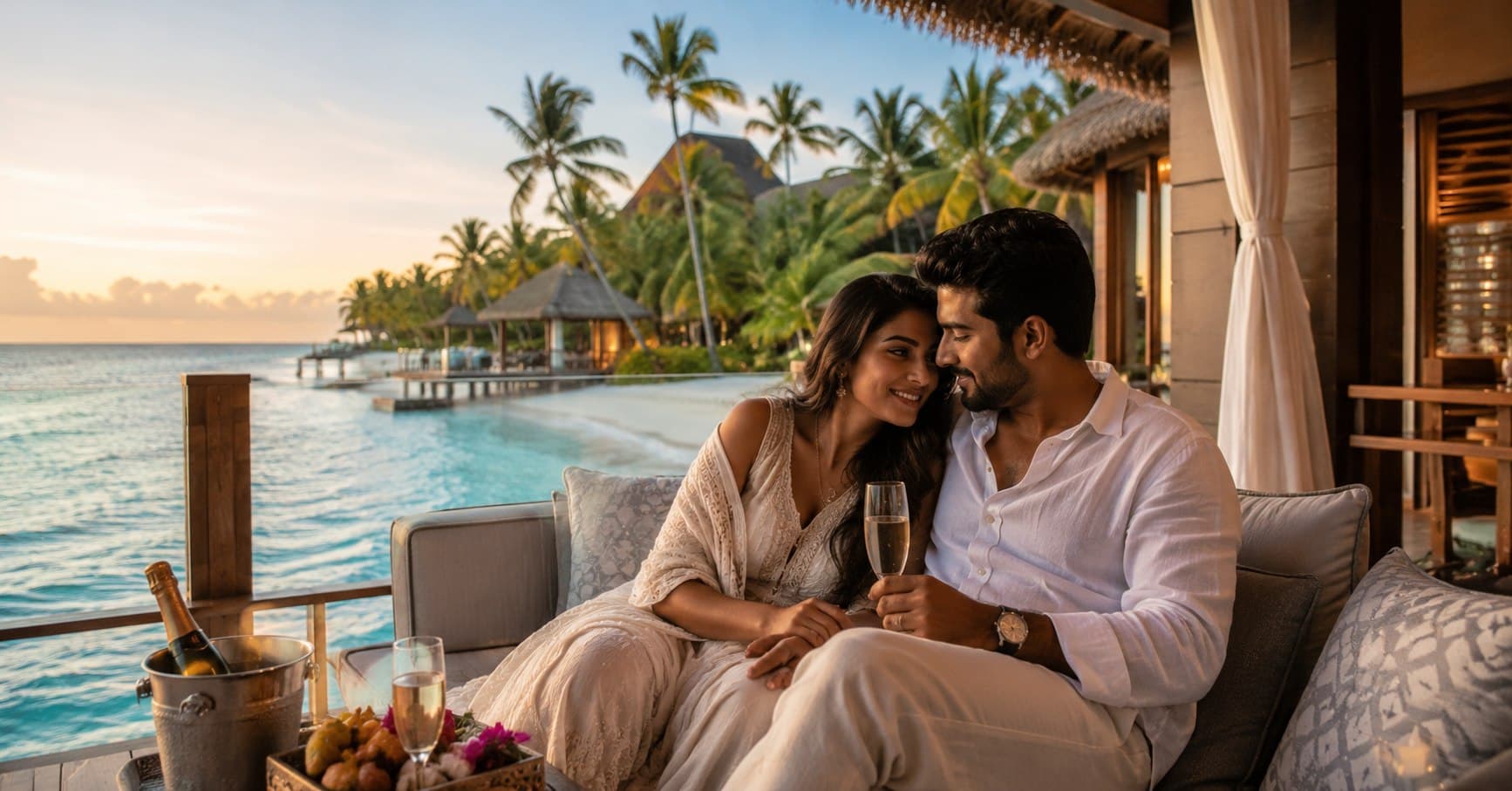Indian newlywed couple enjoying a romantic honeymoon